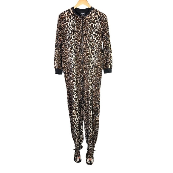 Nick & Nora footed pajamas leopard print long sleeve character feet pockets M - Picture 6 of 6